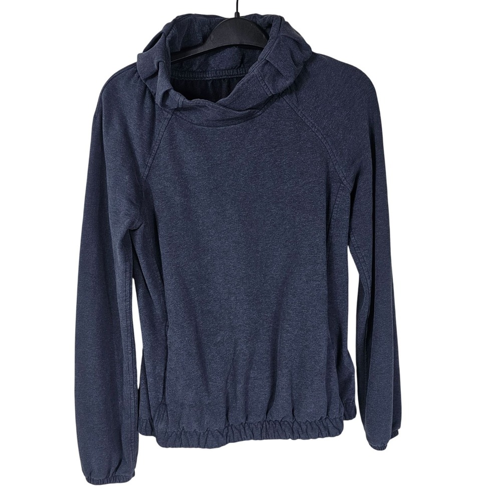 Lululemon After All Cowl Neck Pullover Sweatshirt 4 Heathered Navy Zip Pockets